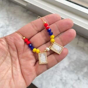 VENEZUELA collar ajustable acero inoxidable piedras cristales madre perla